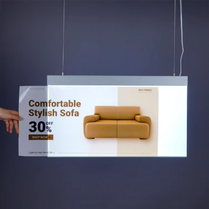 PANEL MENU SLIM BOX DOBLE CARA COLGANTE PIOLAS (1200X450) COLOR PLATEADO